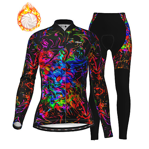 

21Grams Women's Long Sleeve Cycling Jersey with Tights Winter Fleece Polyester Black Bike Clothing Suit Fleece Lining Breathable 3D Pad Warm Quick Dry Sports Graphic Mountain Bike MTB Road Bike