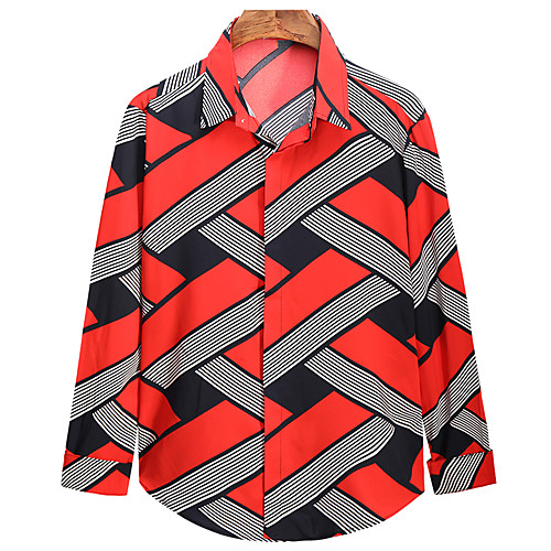 

Men's Shirt Other Prints Graphic Long Sleeve Daily Tops Red