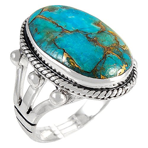 

turquoise ring in sterling silver 925 & genuine turquoise size 6 to 12 (choose style) (classic, 12)