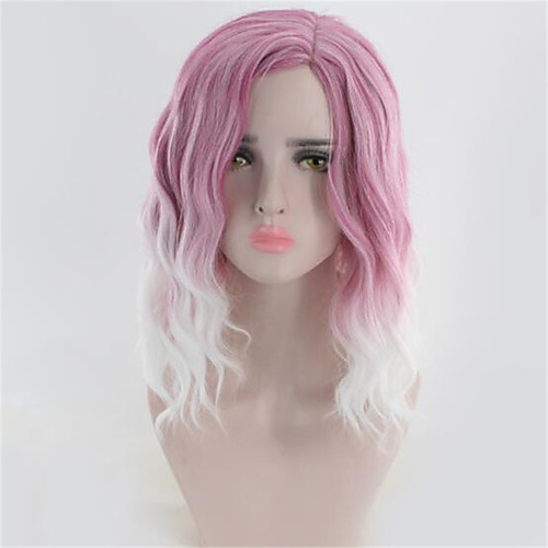 

Synthetic Wig Water Wave Asymmetrical Wig Medium Length Purple Synthetic Hair Women's Color Gradient Ombre Hair Purple