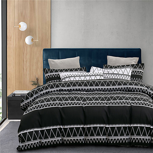 

Simple Lines Print 3-Piece Duvet Cover Set Hotel Bedding Sets Comforter Cover with Soft Lightweight Microfiber (Queen/King1 Duvet Cover 2 Pillowcases; Single 1 Duvet Cover 1 Pillowcase )