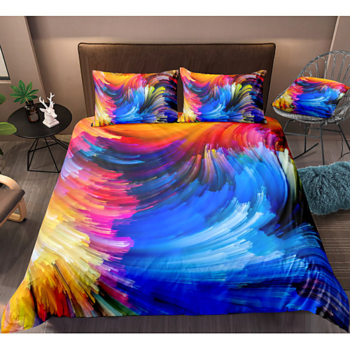 

Colorful Lines 3-Piece Duvet Cover Set Hotel Bedding Sets Comforter Cover with Soft Lightweight Microfiber, Include 1 Duvet Cover, 2 Pillowcases for Double/Queen/King(1 Pillowcase for Twin/Single)