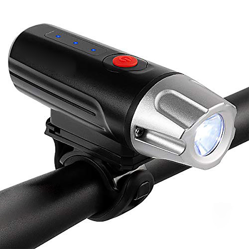 

usb rechargeable bike headlight-super bright led front bicycle light with battery indicator, long runtime, ipx5 water resistant for cycling safety flashlight (black)