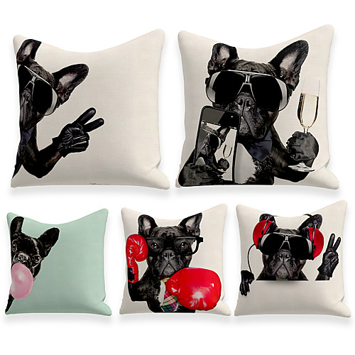

Cushion Cover 5PCS Linen Soft Decorative Square Throw Pillow Cover Cushion Case Pillowcasefor Sofa Bedroom 45 x 45 cm (18 x 18 Inch) Superior Quality Mashine Washable
