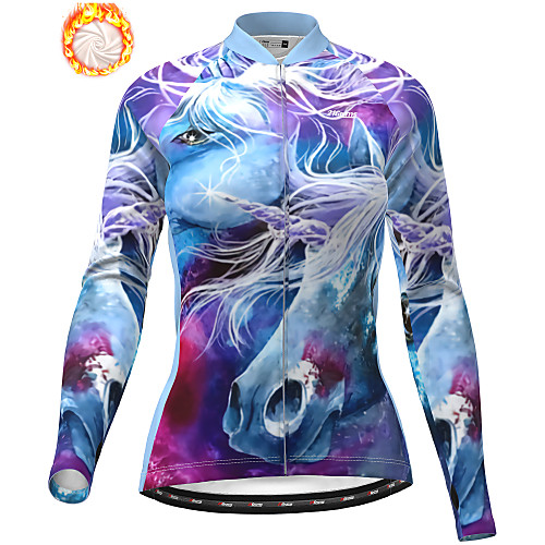 

21Grams Women's Long Sleeve Cycling Jacket Winter Fleece Purple Animal Bike Jacket Top Mountain Bike MTB Road Bike Cycling Thermal Warm Fleece Lining Breathable Sports Clothing Apparel / Stretchy