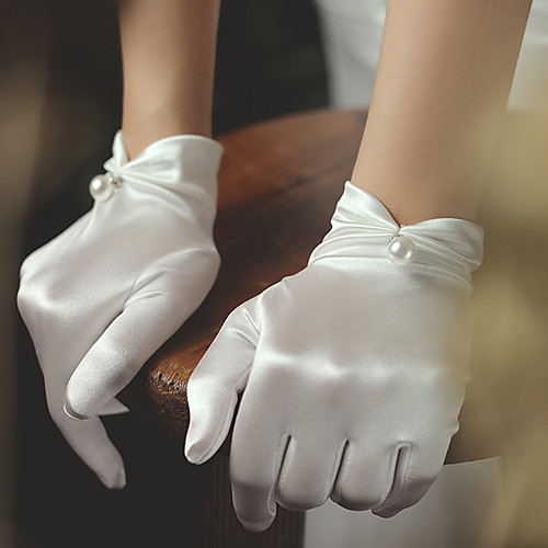 

Satin Suit Length Glove Elegant / Simple Style With Faux Pearl