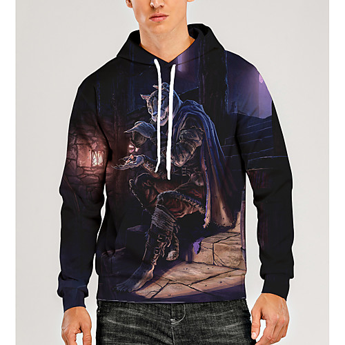 

Men's Pullover Hoodie Sweatshirt Animal Patterned Graphic 3D Front Pocket Daily 3D Print 3D Print Casual Hoodies Sweatshirts Purple