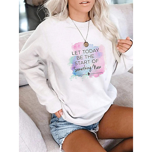 

Women's Pullover Sweatshirt Graphic Tie Dye Text Daily Basic Casual Hoodies Sweatshirts White / Letter