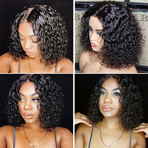 

10-28 Inch Ladies Front Lace Black Short Curly Hair Wig