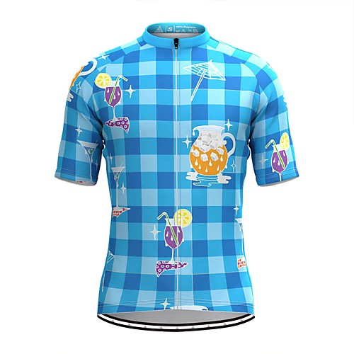 

Men's Short Sleeve Cycling Jersey Blue Plaid Checkered Bike Top Mountain Bike MTB Road Bike Cycling Breathable Sports Clothing Apparel / Stretchy / Athletic