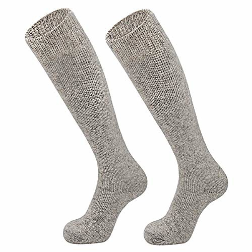 

Thermal 80% Wool Ski Socks Unisex Thick Knee Length Socks for Extreme Temperature (2 Pairs)