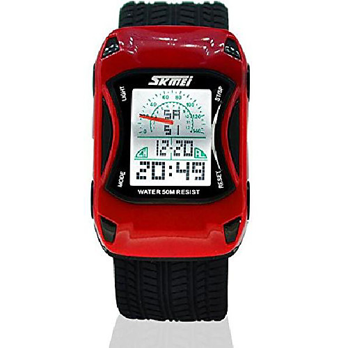 

Car Cartoon LED Digital Watch Silicone Sport Wristwatch for Children (Red)