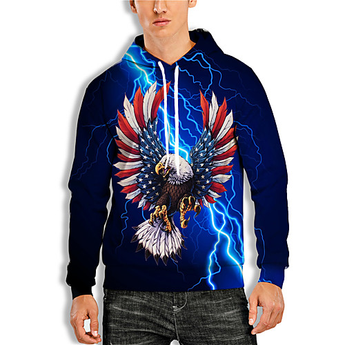 

Men's Pullover Hoodie Sweatshirt Graphic Animal Print Daily Holiday 3D Print Basic Casual Hoodies Sweatshirts Black