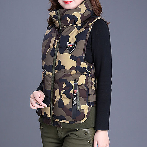 

Women's Hiking Vest / Gilet Fishing Vest Winter Outdoor Solid Color Lightweight Breathable Quick Dry Sweat wicking Top Hunting Fishing Climbing Camouflage Green