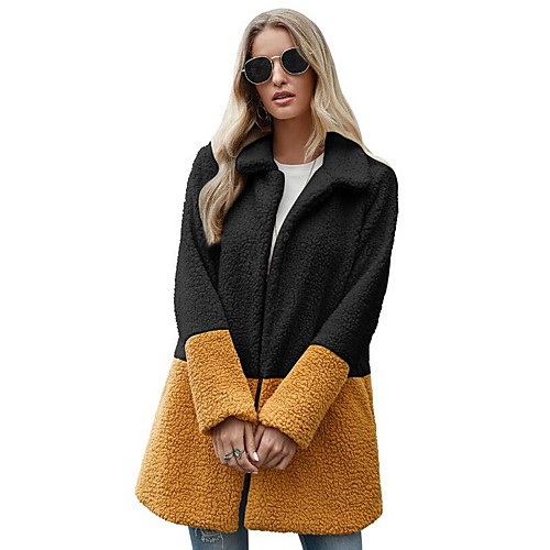 

Women's Solid Colored Fall & Winter Faux Fur Coat Long Going out Long Sleeve Faux Fur Coat Tops White