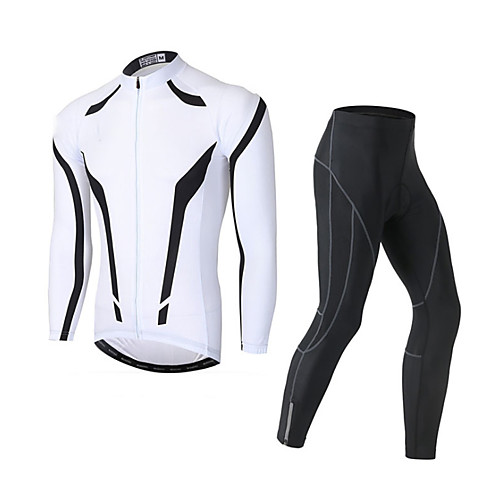 

Men's Long Sleeve Cycling Jersey with Tights Winter Elastane Black / Red White Black / Blue Bike Sports Clothing Apparel