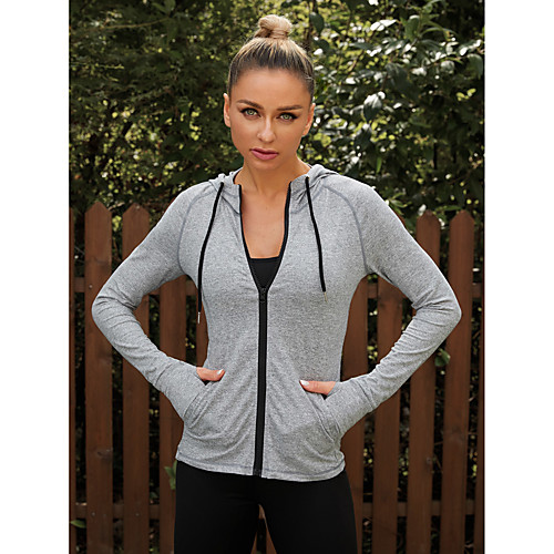 

Women's Long Sleeve Running Track Jacket Full Zip Thumbhole Coat Top Athletic Athleisure Spandex Thermal Warm Breathable Soft Gym Workout Running Jogging Training Exercise Sportswear Solid Colored