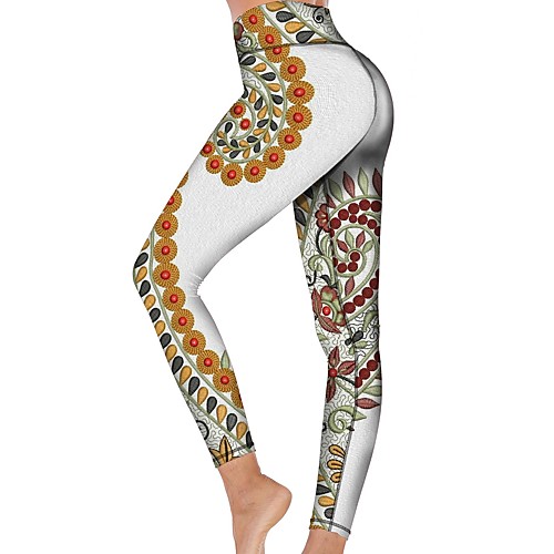 

21Grams Women's High Waist Yoga Pants Cropped Leggings Tummy Control Butt Lift Breathable White Fitness Gym Workout Running Winter Sports Activewear High Elasticity
