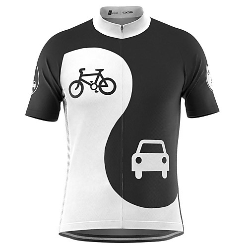 

21Grams Men's Short Sleeve Cycling Jersey BlackWhite Bike Top Mountain Bike MTB Road Bike Cycling Breathable Sports Clothing Apparel / Stretchy / Athletic