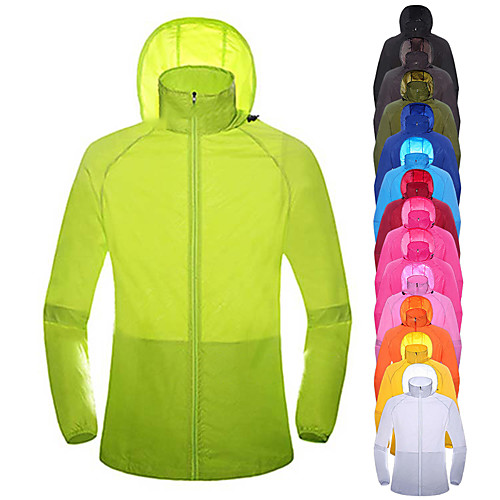 

Women's Rain Jacket Hiking Skin Jacket Hiking Windbreaker Long Sleeve Outerwear Jacket Top Outdoor Packable Lightweight UV Sun Protection Breathable Autumn / Fall Spring Solid Color Sapphire / Men's