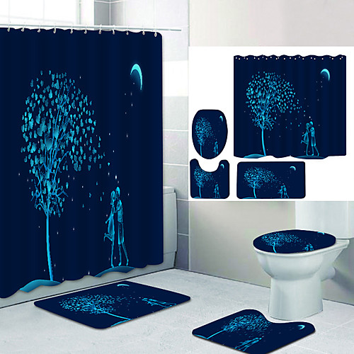 

Bathroom Shower Curtain & Mat Set Modern Polyester New Design