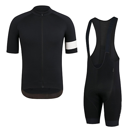 

Men's Short Sleeve Cycling Jersey with Bib Shorts Elastane Black Bike Sports Clothing Apparel