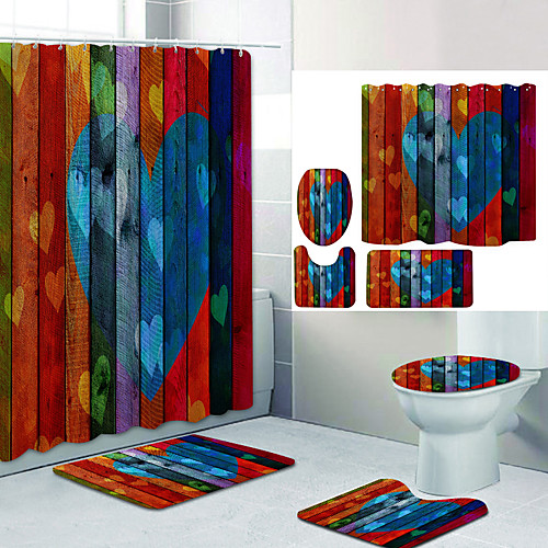

Bathroom Shower Curtain & Mat Set Modern Polyester New Design