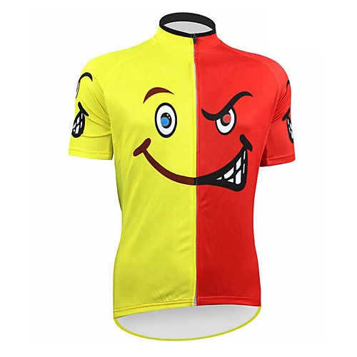 

Men's Short Sleeve Cycling Jersey Red / Yellow Bike Top Mountain Bike MTB Road Bike Cycling Breathable Sports Clothing Apparel / Stretchy / Athletic