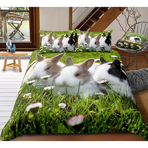 

Easter Bunny 3-Piece Duvet Cover Set Hotel Bedding Sets Comforter Cover with Soft Lightweight Microfiber, Include 1 Duvet Cover, 2 Pillowcases for Double/Queen/King(1 Pillowcase for Twin/Single)