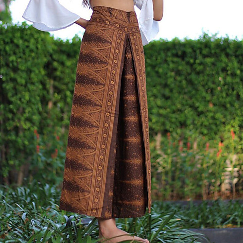

Women's Yoga Pants Wide Leg High Split Bottoms Breathable Quick Dry Bohemian Peacock Coffee Yoga Fitness Gym Workout Sports Activewear / Casual / Athleisure