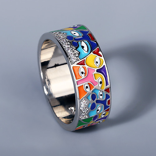 

Ring AAA Cubic Zirconia Fancy Silver Brass Eyes Cartoon Trendy Cute 1pc 6 7 8 9 10 / Women's