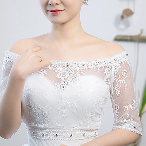 

Half Sleeve Voiles & Sheers / Bridal Polyester / Rayon(T / R) Wedding / Party / Evening Shawl & Wrap / Women's Wrap With Lace / Beading