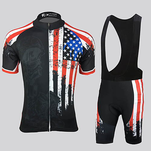 

21Grams Men's Short Sleeve Cycling Jersey with Bib Shorts Black National Flag Bike Breathable Sports Graphic Mountain Bike MTB Road Bike Cycling Clothing Apparel / Stretchy / Athleisure