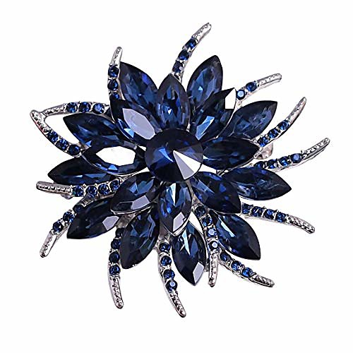 

women brooch pin rose flower camellia inlay crystal vintage style dress party wedding (d hawaiian hibiscus flower gold dark pink)