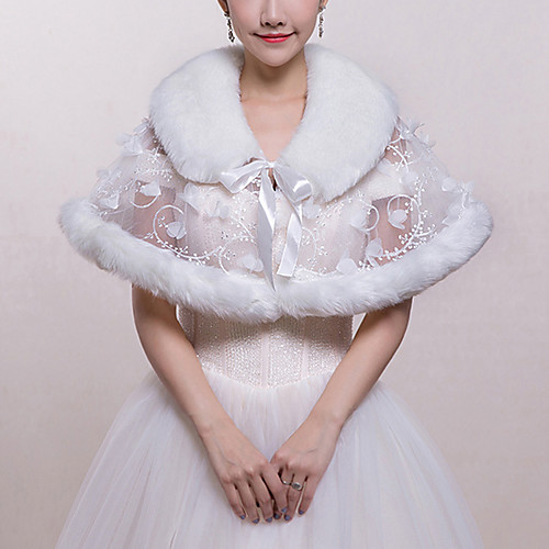 

Sleeveless Shawls / Bridal Faux Fur Wedding / Party / Evening Shawl & Wrap / Women's Wrap With Bowknot