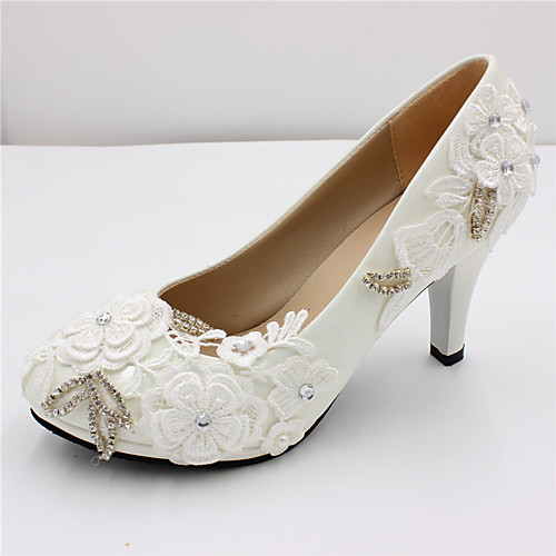 

Women's Wedding Shoes Chunky Heel Round Toe Wedding Pumps Wedding Walking Shoes PU Rhinestone Pearl Lace Floral 3 cm heel [standard size] 5 cm heel [standard size] 8 cm heel [standard size]