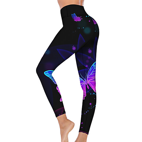 

21Grams Women's High Waist Yoga Pants Cropped Leggings Tummy Control Butt Lift Breathable Black Fitness Gym Workout Running Winter Sports Activewear High Elasticity