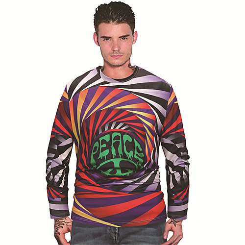 

Men's T shirt 3D Print Abstract Graphic Prints 3D Print Long Sleeve Daily Tops Casual Beach Rainbow
