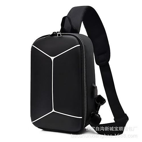 

men nylon usb charging casual outdoor brief chest bag shoulder bag