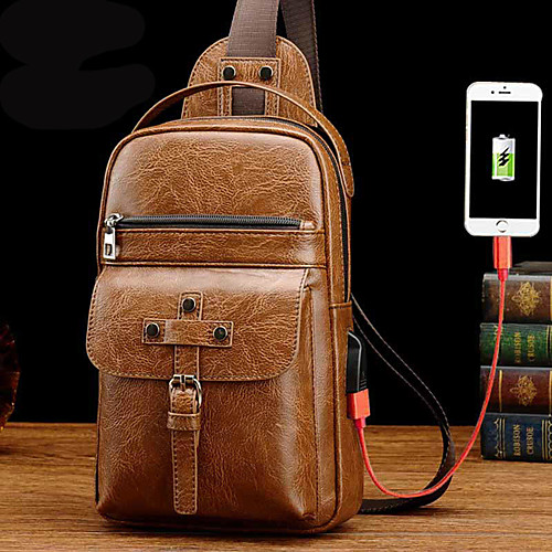 

men faux leather fashion bag crossbody bag chest bag