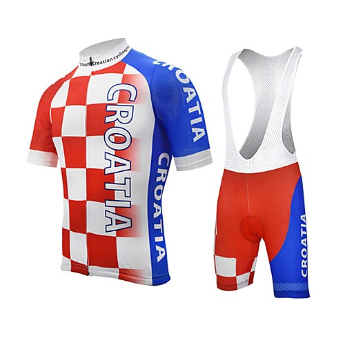 

21Grams Men's Short Sleeve Cycling Jersey with Bib Shorts Red Plaid Checkered Bike Breathable Sports Plaid Checkered Mountain Bike MTB Road Bike Cycling Clothing Apparel / Stretchy / Athleisure