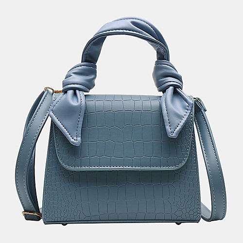

women pu leather alligator pattern solid color soft handle multi-carry handbag crossbody bag