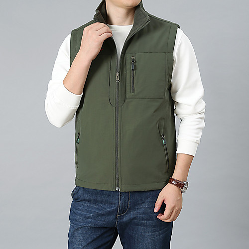 

Men's Hiking Vest / Gilet Fishing Vest Hiking Fleece Jacket Winter Outdoor Solid Color Thermal Warm Lightweight Breathable Quick Dry Top Hunting Fishing Climbing Black khaki Army Green Dark Blue Gray
