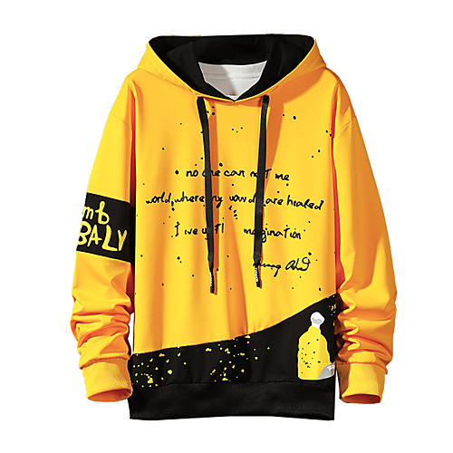

Men's Hoodie Pullover Color Block X Spandex Color Block Letter & Number Sport Athleisure Hoodie Top Long Sleeve Soft Comfortable Everyday Use Daily