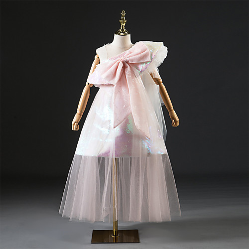 

Princess Ankle Length Party / Formal Evening Flower Girl Dresses - Lace / Tulle Sleeveless One Shoulder with Lace / Solid / Paillette