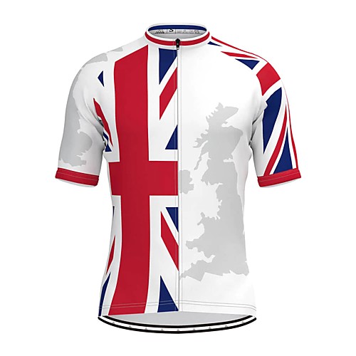 

Men's Short Sleeve Cycling Jersey White National Flag Bike Top Mountain Bike MTB Road Bike Cycling Breathable Sports Clothing Apparel / Stretchy / Athletic