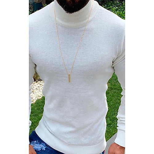 

Men's Knitted Solid Color Pullover Long Sleeve Sweater Cardigans Turtleneck Fall Winter Black Beige