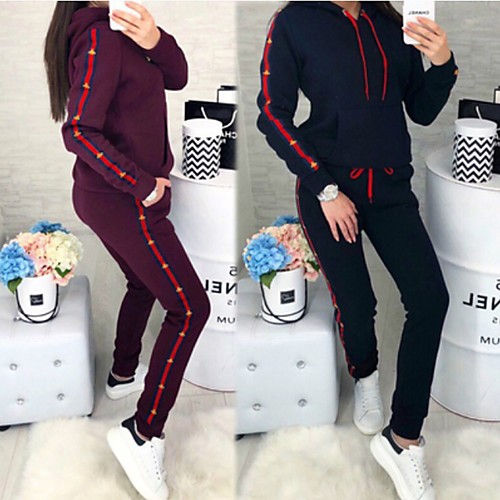 

Women's 2 Piece Set Stripe Hoodie Stripes Sport Athleisure Clothing Suit Long Sleeve Breathable Soft Comfortable Exercise & Fitness Everyday Use Daily Outdoor