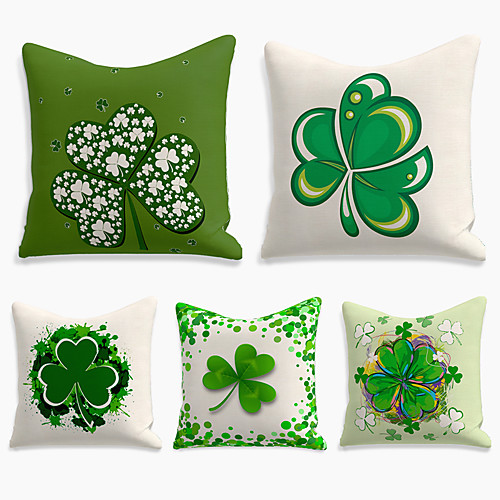 

5 pcs Linen Pillow Cover, Floral&Plants Simple Casual Square Polyester Traditional Classic