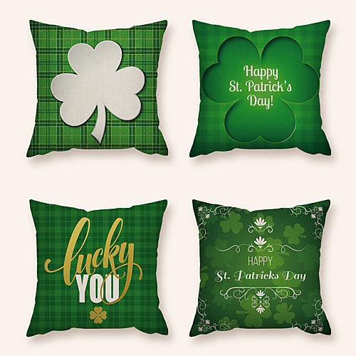 

4 pcs Linen Pillow Cover, Holiday Square Zipper Polyester Traditional Classic